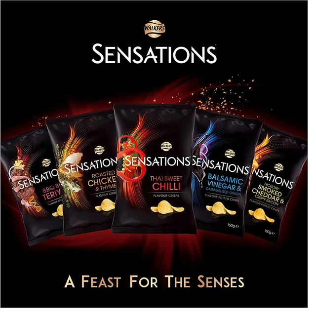 WALKERS CRISPS BOX Sensations Choose Flavour Case of 12x150g Date in