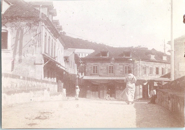 Tirage Vintage Citrate Martinique Village Et Port 6x8 Cm - Circa 1902, Original