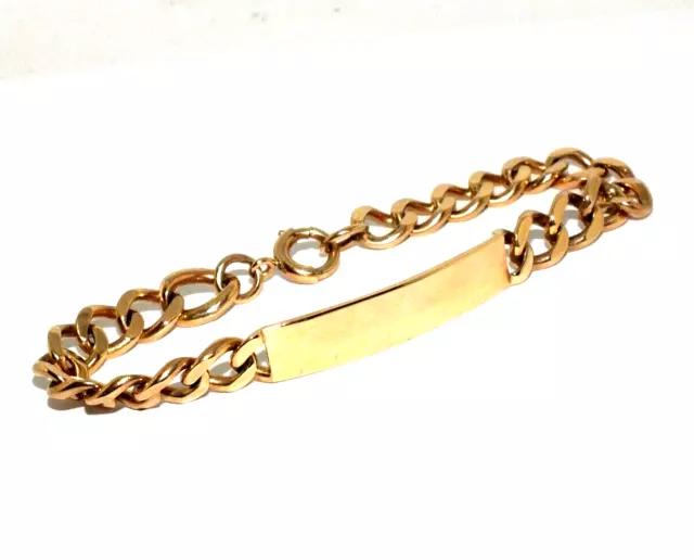 Unisex, gents/ladies vintage 9ct yellow gold nice gauge 8" identity bracelet