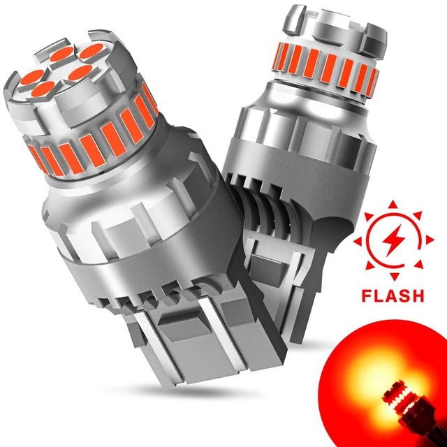 AUXITO 7443 7440 CANBUS LED Red Strobe Flash Brake Stop Parking Light Bulbs 2X