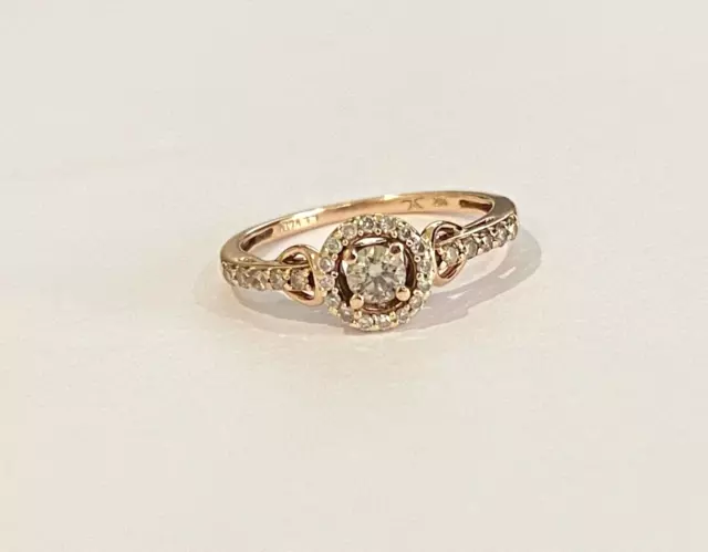 LeVian 14K Rose Gold Halo Chocolate & Vanilla Diamonds 1/2 ct. Ring Size 6.0