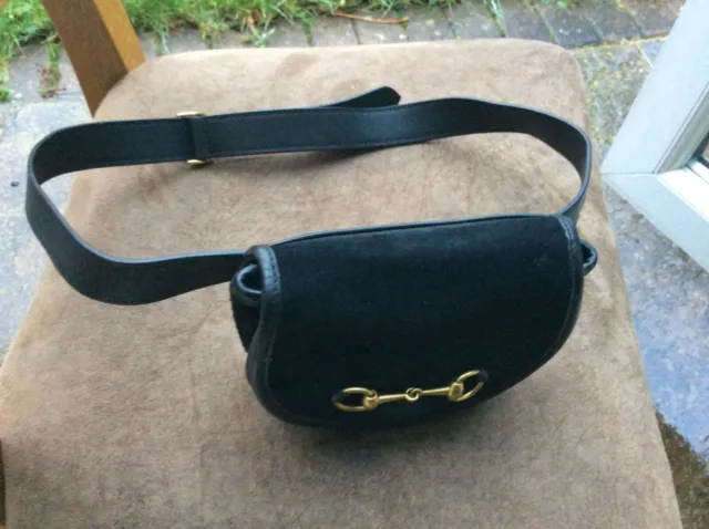 Gucci black suede leather belt bag