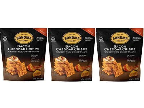Sonoma Creamery Cheese Crisps - Bacon Cheddar 3 Count Pack Savory Cheese Crac...