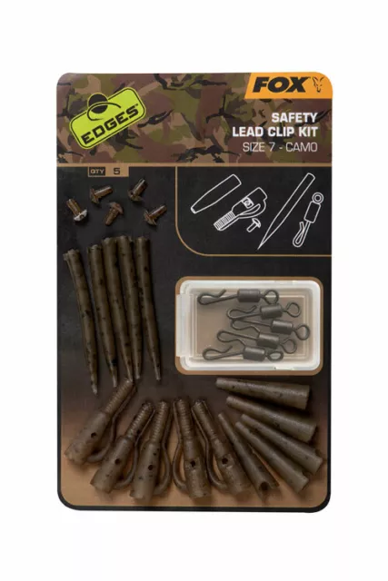 Fox NEW Edges Camo Safety Lead Clip Kit SIZE 7 - Carp Fishing
