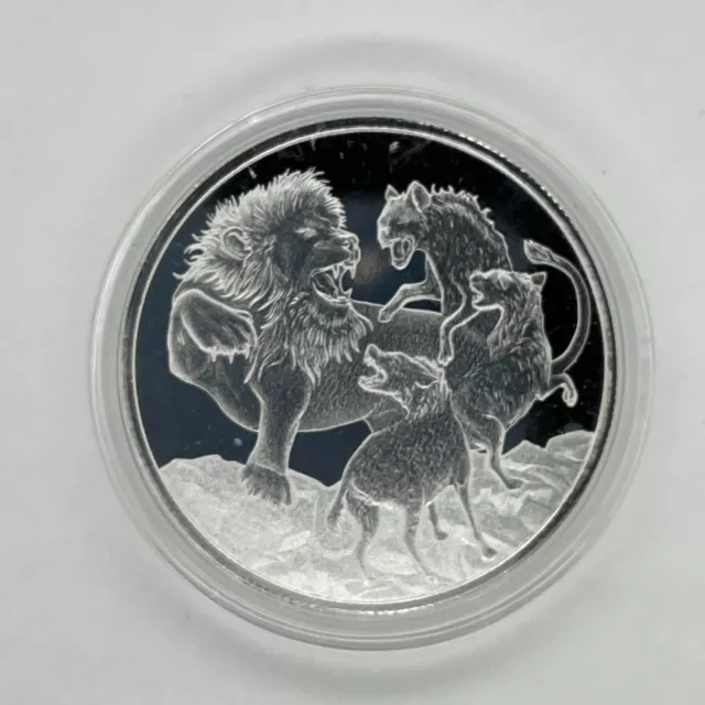 2022 1 oz Niue: Lion VS. Hyena .999 Fine Silver Round $1 (CBK18)