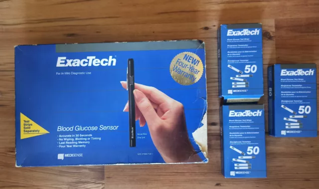 ¡Glucómetro de pluma de museo vintage ExacTech (EE. UU.) de MediSense 1990! completamente funcional