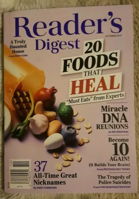 Reader's Digest Magazine October 2019 Issue - 20 Foods That Heal - DNA