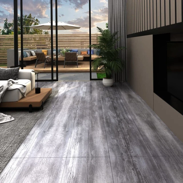 vidaXL PVC Laminat Dielen Selbstklebend 5,21m² 2mm Mattgrau Holzoptik