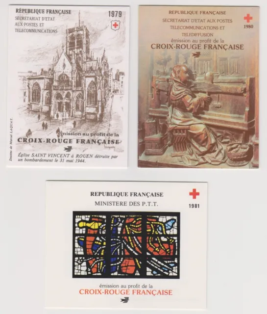 France Red Cross Booklets 1979, 1980, 1981 MNH