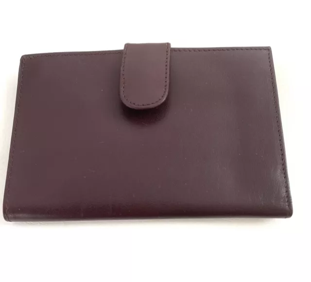 Fiocchi Italy Burgundy Leather Women’s Bifold Wallet Kiss Lock Coin Section