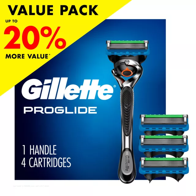 ProGlide Men's Razor Value Pack, 1 Handle & 4 Razor Blade Refills, Silver