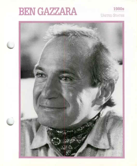 Ben Gazzara 1980's Actor Movie Star Card Photo Front Biography on Back 6 x 7"