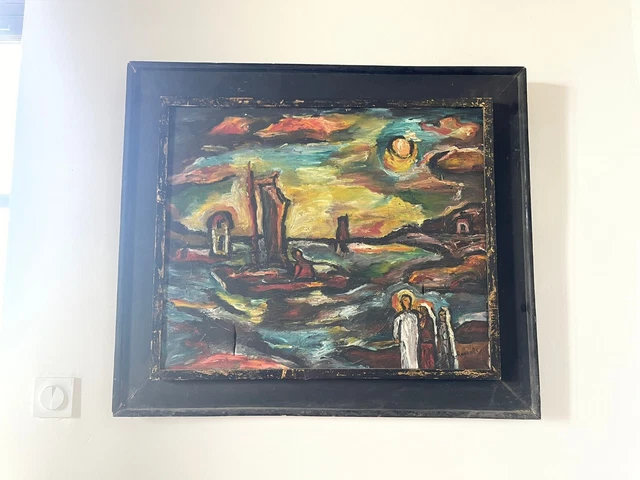 TABLEAU ANCIEN SIGNÉ, peinture à l'huile sur toile, Paysage Provençal