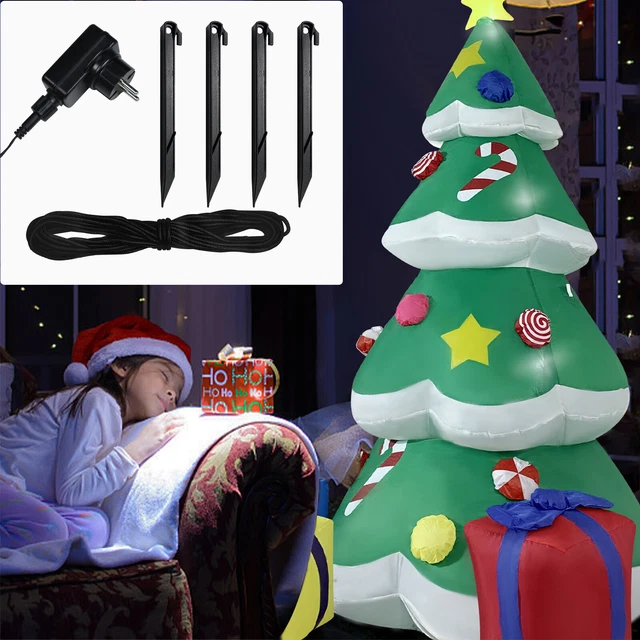 Inflatable Christmas Tree with Santa Claus Snowman Xmas Gifts and Lights 180CM