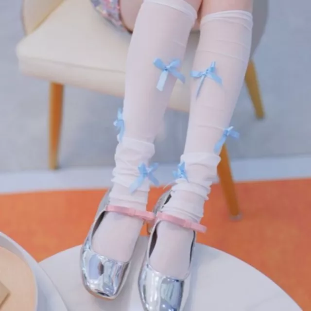 Ribbon Korean Hosiery Bow Socks Mesh Calf Socks Balletcore Women Stockings