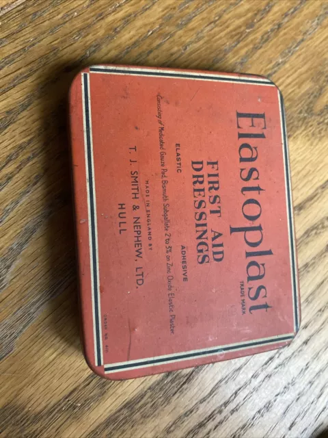 Vintage Elastoplast First Aid Dressings Metal Tin Made in England