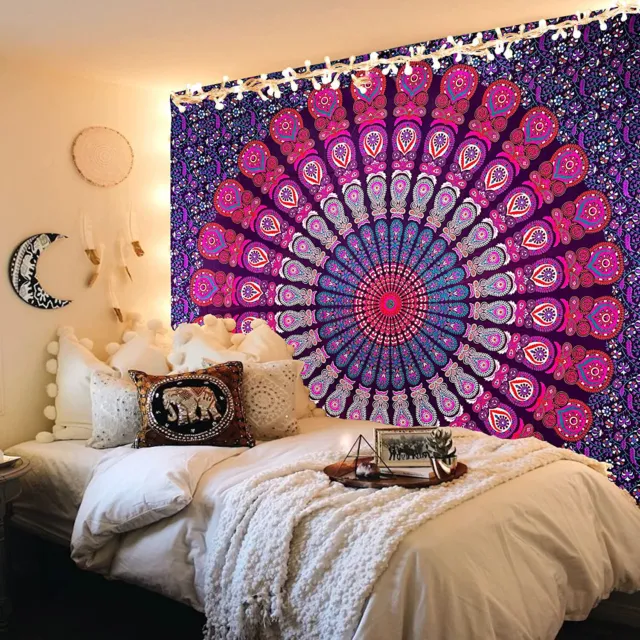 Mandala Peacock Tapestry Hippie Room Wall Hanging Blanket Wall Decor Bedspread