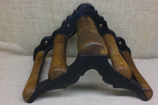 old Harness Rack Reins Holder Bracket Cast Iron & Wood vintage barn find