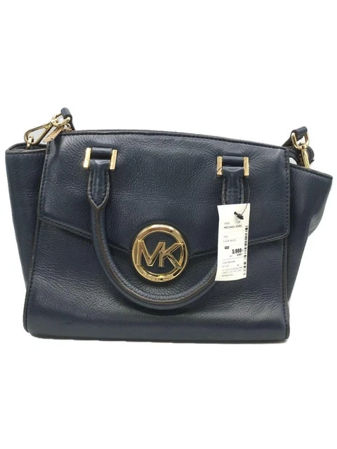 Michael Kors Hudson Medium Satchel 2Way Shoulder Bag Leather Nvy