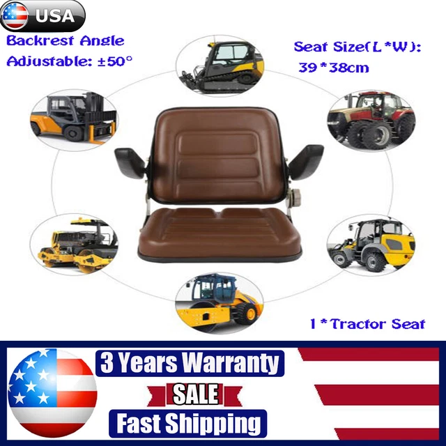 Universal Tractor Seat w/ Backrest Adjustable & Slide Track Mower Forklift Seat