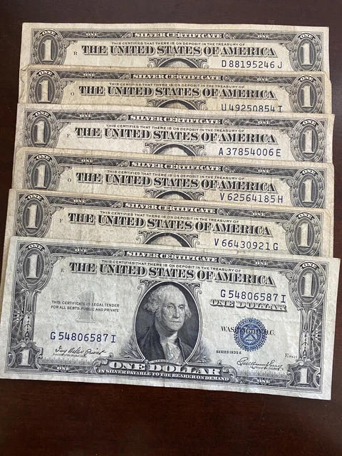 LOT 16  1935 & 1957 Silver Certificate $1 Blue Seal US Paper Money Collection