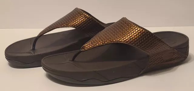 FitFlop Lulu Weave Thong Sandal 407-012, Bronze / Brown Women's US 10 / EU 42