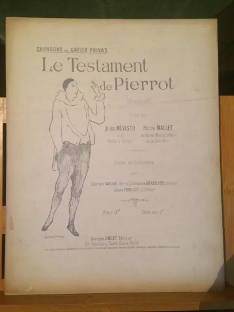 Privas Le Testament  Pierrot chanson partition chant piano Ondet Mevisto Mallet