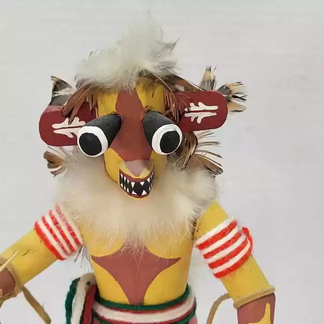 Navajo Kachina Doll Yellow Ahote Signed Authentic Native American Handmade