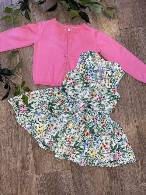 NEXT baby girl pretty floral summer dress and cardigan set 18-24 mth
