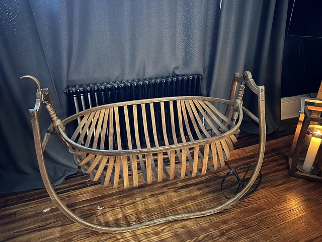 PICKUP ONLY: Antique wood baby crib cradle