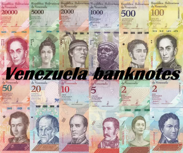 Venezuela banknotes 2 5 10 20 50 100 500 1000 2000 5000 20000 bolivares animals