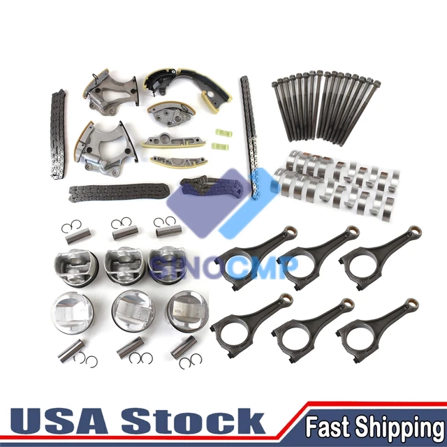 3.0T Pistons Con Rods Timing Chain Kit Bolts For Audi A5 A6 A7 A8 S4 S5 Q5 Q7