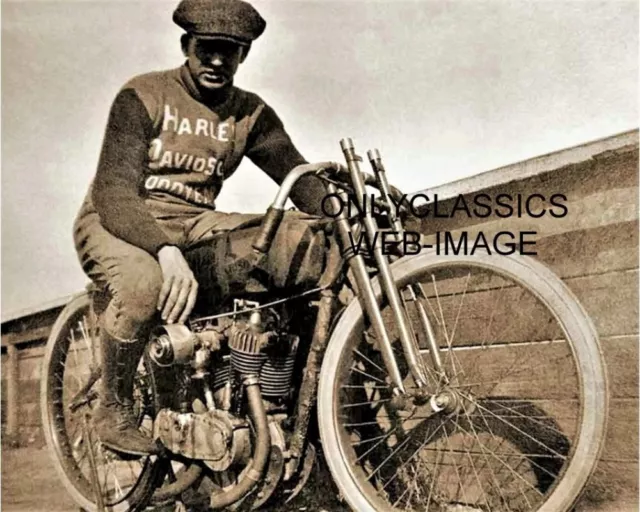 Harley Davidson Vintage Motorcycle Boardtrack Racer 8X10 Photo Daredevil Riders