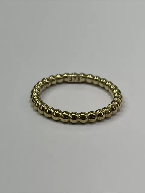 9ct 9K Yellow Gold Bead Stacker Ladies Dress Band Ring. Size M. Brand New