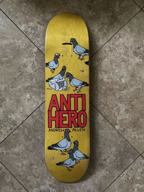 Anti Hero Andrew Allen Pigeons Yellow 8.06 Skateboard Deck Todd Francis Art Rare