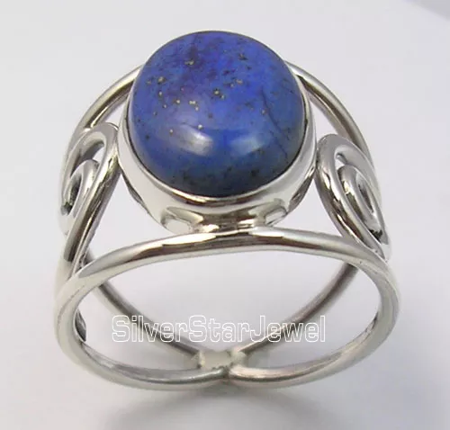 925 Pure Silver LAPIS LAZULI SEMI PRECIOUS GEMSTONE ART Ring Any Size BRAND NEW 2