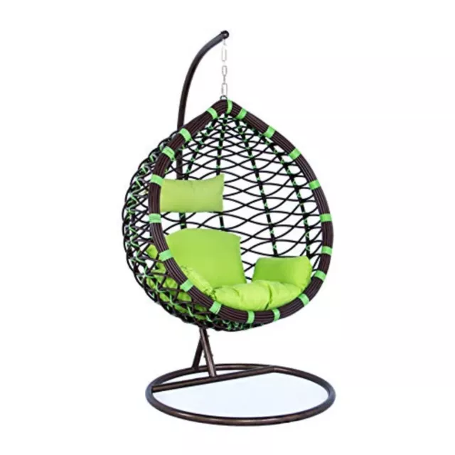 Hanging Rattan Swing Patio Garden Chair Weave Egg w Cushion Indoor Outdoor/Green