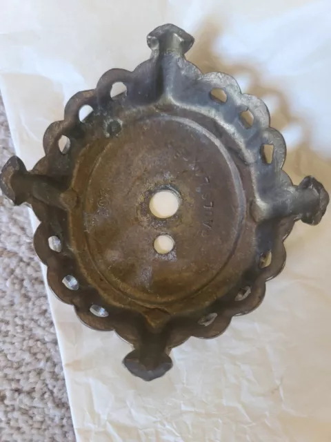 Small Antique Heavy Ornate Oval Cast  Oil Lamp Base