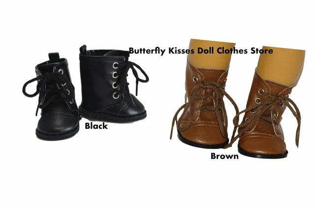 Black Or Brown Lace Up Boots 18" Doll Clothes Fit American Girl