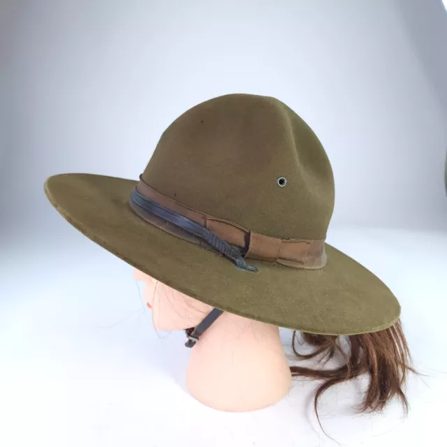 VTG Beaver WWI Campaign Safari Hat Siz 7 Long Oval Scout Master Sheriff Cap Hat