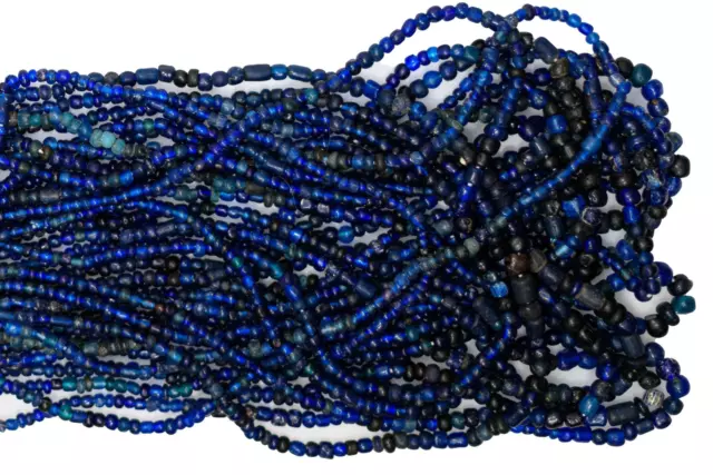 Large Excavated Indo-Pacific Trade Wind Beads in Dark Blue