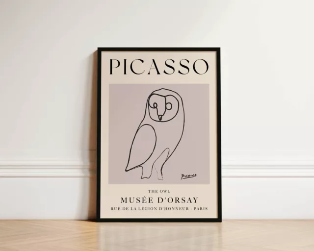 The Owl Pablo Picasso Print Animal Nature Line Art Drawing Artwork Poster Gifts