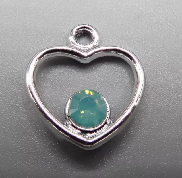 14x16mm Charm Herz mit Strass Anhänger silber Bettelarmband 1-10 Stück  SB 225