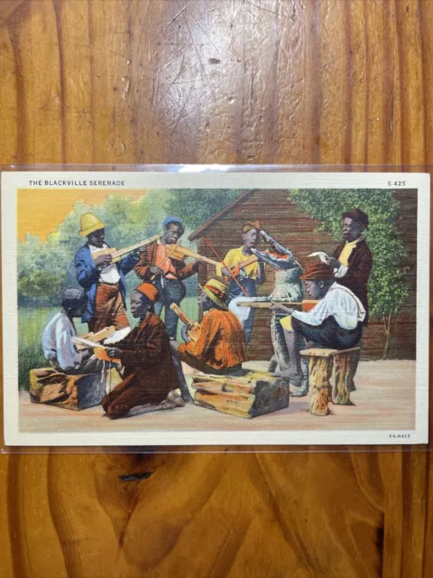 Black Americana Postcard Serenade Music With Alligator