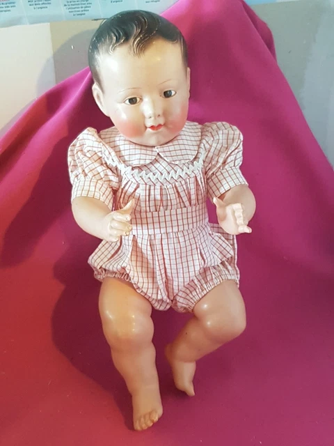 ancien tres beau POUPON en CELLULOID, 45 cm , TÊTE D AIGLE , yeux Fixes
