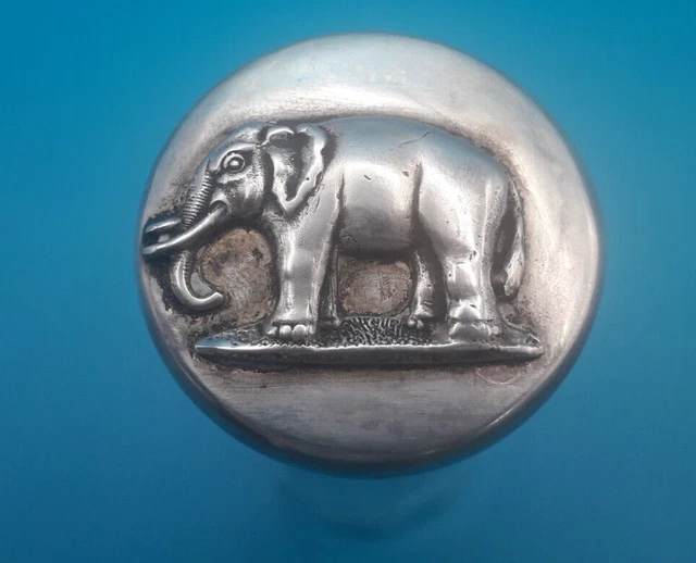 Glass Jar Sterling Silver Lid Novelty Elephant G.C & S London 1928 Glass Jar Sterling Silver Lid Novelty Elephant G.C & S London 1928