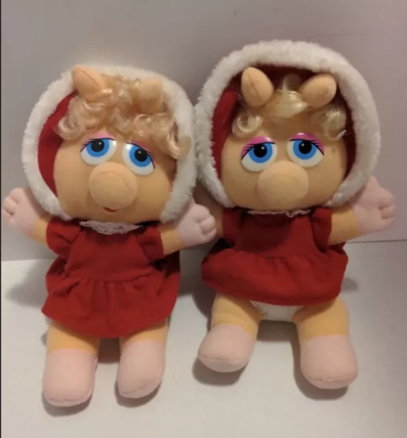 2 Miss Piggy Baby McDonald's Christmas 1987 Plush Doll Muppets Henson Vintage