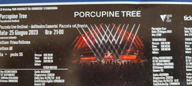 Vendo 1 Biglietto Per Il Concerto Dei Porcupine Tree A Piazzola Sul Brenta 25/6