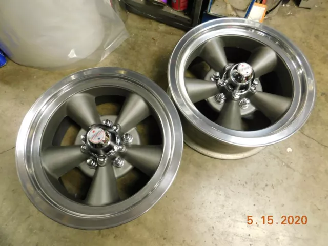 PAIR VINTAGE 14x6 TORQ-THRUST WHEELS FORD & CHEVY PATTERNS MOPAR CAMARO MUSTANG