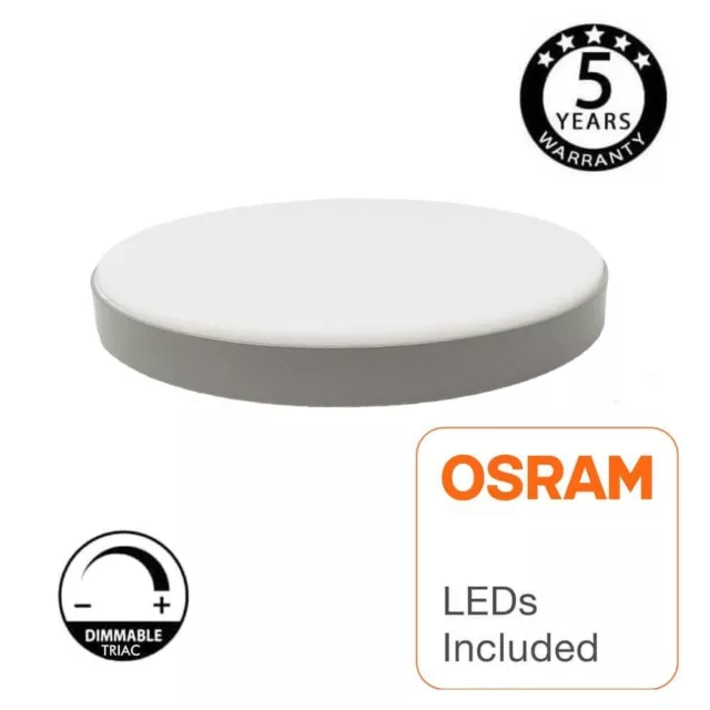 LED Dimmbar Wohnzimmer Deckenlampe Silber 24W Osram Aufputz flach Deckenleuchte